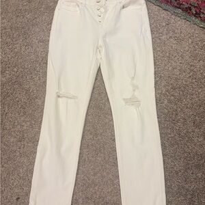 7 For All Mankind White Straight Leg Jeans